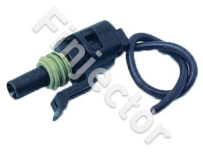 1-pole male connector with wire, for Sensors, splash sealed