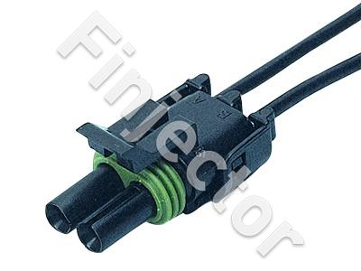 2-pole male connector with wires, for sensors, Delphi type