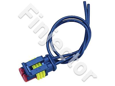 2-pole female connector with wires, splash water proof