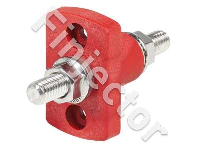 10mm connecting bolt for cables, red, tin plated brass, Ø24mm
