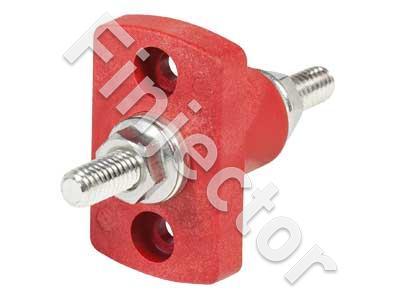 8mm connecting bolt for cables, red, tin plated brass, 48 V 250A
