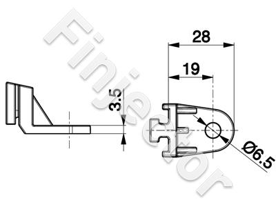 SPAL bracket with 90° angle, universal, dimensions in pic