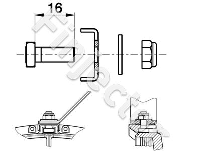 Attaching bracket for SPAL-fans, universal, dimensions in pic