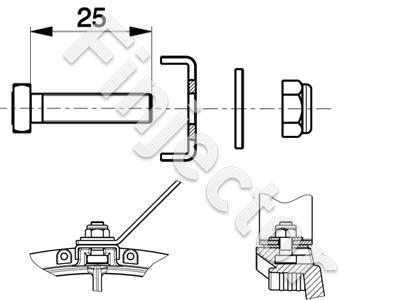 Attaching bracket for SPAL-fans, universal, dimensions in pic