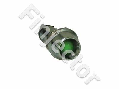 LED-light with nut, chromed, GREEN, 12V/24V, for Ø8mm hole