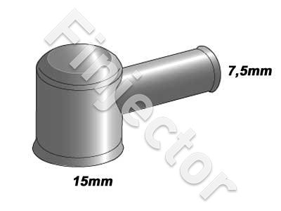 Suojahattu rengasliittimille,  johtoreikä 7.5 mm, reikä 15 mm, pituus 41 mm