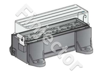 Relay box for 4 pcs mini relays, with terminals