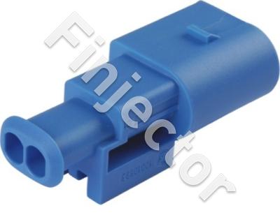 2 pole KKS SLK 2.8 ELA connector housing, Code C. Male pins. Blu