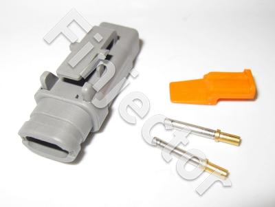 DTM 2-pole male connector set, long, gold plated pins