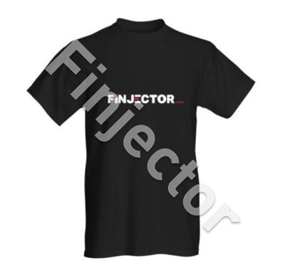 Lyhythihainen Finjector.com -T-paita, musta, 100 % puuvillaa