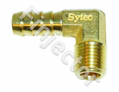 90° hose nipple for 8 mm hose, 1/4 NPT thread, brass