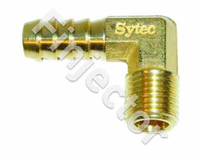 90° hose nipple for 10 mm hose, 1/4 NPT thread, brass