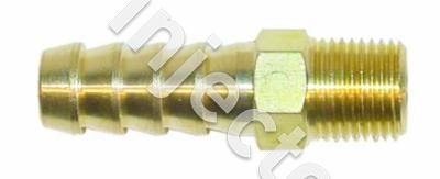Straight hose nipple for 10 mm hose, 1/8 NPT thread, brass