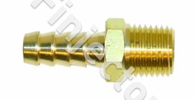 Straight hose nipple for 10 mm hose, 1/4 NPT thread, brass