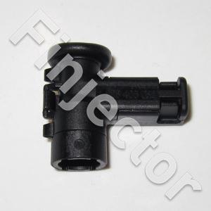 1 Pole Glow Plug connector housing 90° angle, cable Ø 3.0, Black