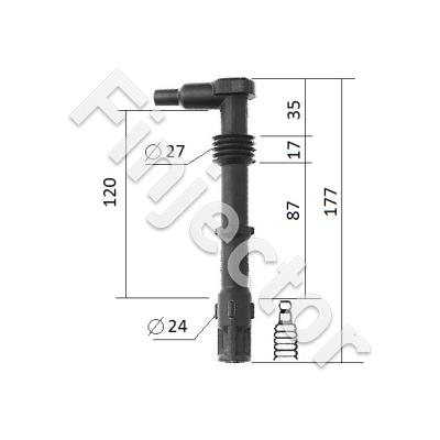 5 kO spark plug connector. Fits with e.g VW1.8, BMW M3, Cossu...