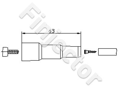 Spark plug connector, 1 kO, M4. MB, VW, etc. (like Bosch 0356100014, but black)