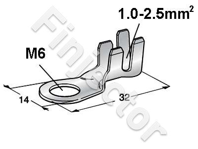 Rengasliitin M6, 1 - 2.5 mm2 johdolle