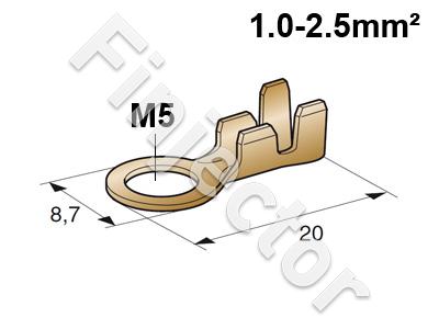 Rengasliitin M5, 1 - 2.5 mm2 johdolle