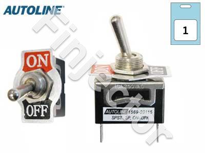 Metallic Toggle switch, ON-OFF, 2 pcs 6.3 mm flat terminals