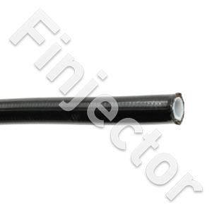 GB725 AN4 Stainless Steel Braided Hose Teflon (PTFE), Black pvc cover, ID. 3/16" (4.83mm) OD. 19/64" (7.62mm) (GB0725B-04)