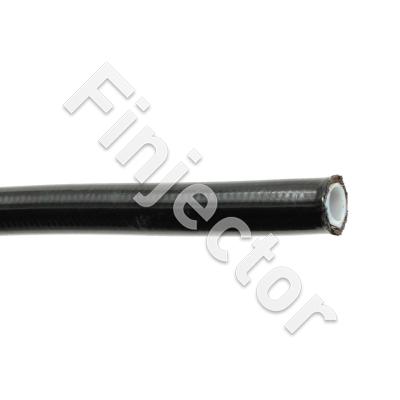 GB725 AN6 Stainless Steel Braided Hose Teflon (PTFE), Black pvc cover, ID. 21/64" (8.13mm) OD. 27/64" (10.9mm) (GB0725B-06)