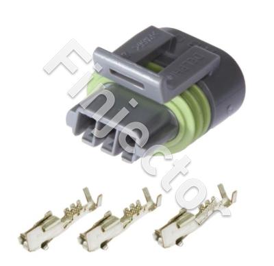 3 Pole Gray Metri-Pack 150.2 Sealed Female connector KIT, center gavity