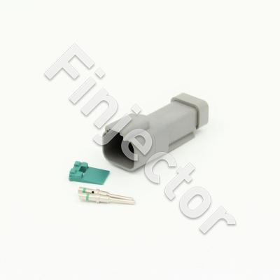 Deutsch DT 2 pole connector SET, with collar, 1-2 mm2 male pins