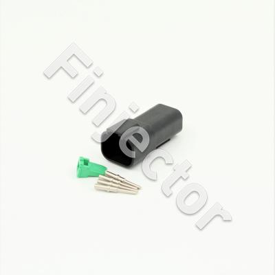 Deutsch DT 4 pole connector SET, 0.5-1 mm2 male pins, BLACK