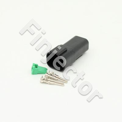 Deutsch DT 4 pole connector set, 0.75-2 mm2 crimpable pins BLACK