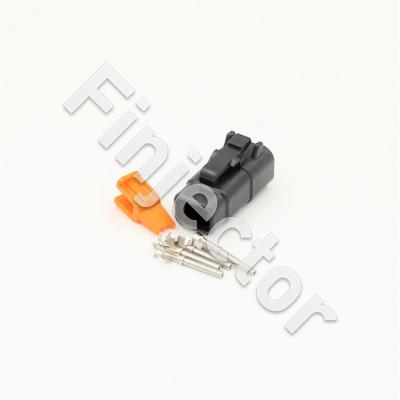 Deutsch DTM 4 pole connector set, 0.3-1.5 mm2, crimpable pins