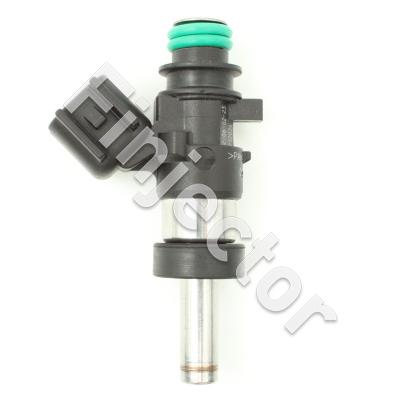 EV14 injector, 12 Ohm, 1050 cc, C30°, Uscar, O-O 34 mm, Short, Long multihole (7) spray tip, Top Machined to 11 mm (Bosch Motorsport 028015840P-11)