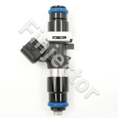 EV14 injector, 12 Ohm, 1050 cc, C30°, Uscar, O-O 61 mm, Long, 14 mm Short Top Adapter with Filter, 14 mm Bottom Adapter (Bosch Motorsport 028015840P-L14)