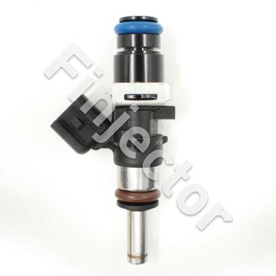 EV14 Injector, 12 Ohm, 1400 cc, C20, Uscar, O-O 47 mm, Mid, 14 mm Top Adapter with Filter, Long Spray End (EV14-1400-M14X)