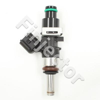 EV14 Injector, 12 Ohm, 1400 cc, C20, Uscar, O-O 49 mm, Mid, 11 mm Top Adapter with Filter, Short, Long Spray End (EV14-1400-M11X)