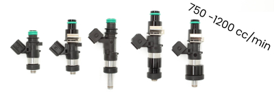 Injectors 750 - 1200 cc / min with 11 mm top diameter